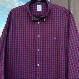 Brooks Brothers 1818 REGENT Navy/Red Plaid Shirt XL